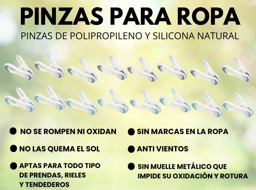 PINZAS PARA LA ROPA - 16 UNIDADES