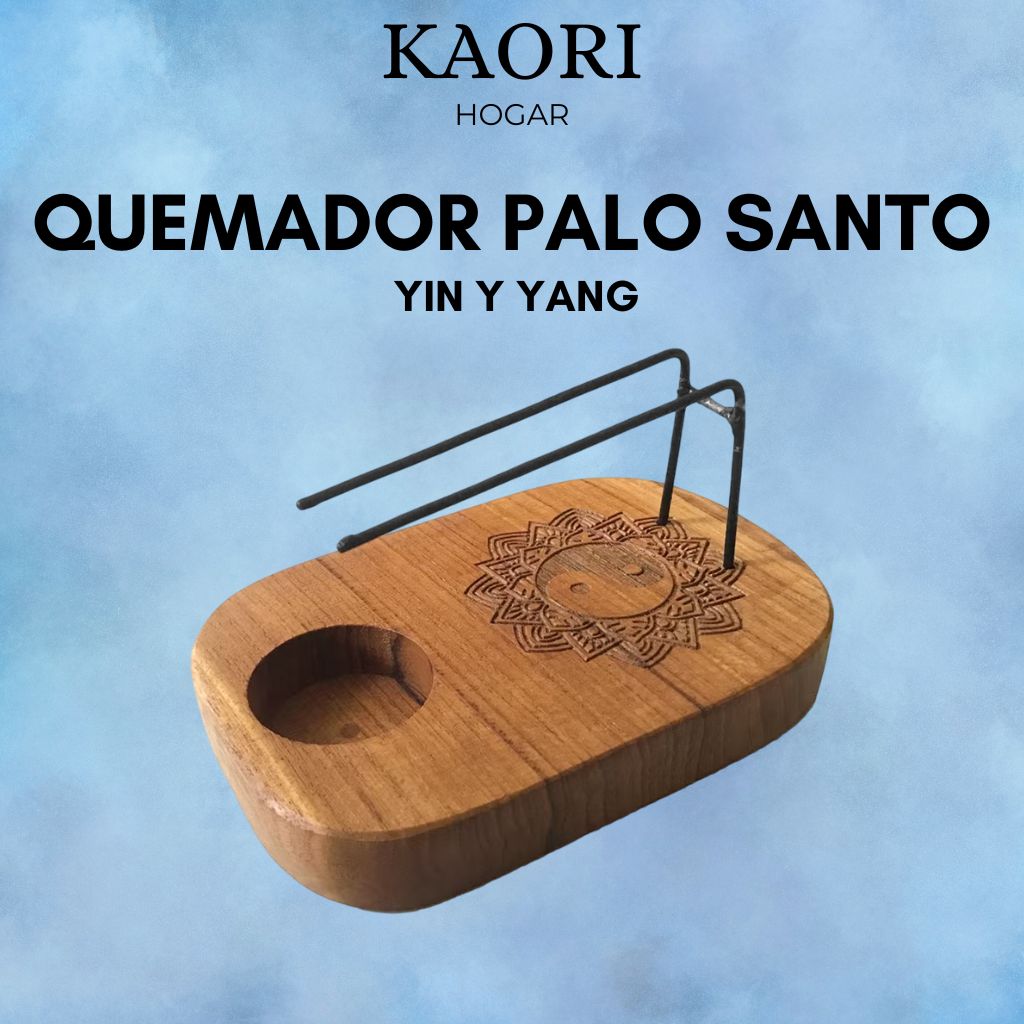 QUEMADOR PALO SANTO EN MADERA DE TECA - YIN Y YANG