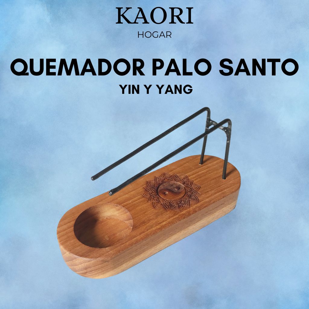 QUEMADOR PALO SANTO EN MADERA DE TECA - YIN Y YANG