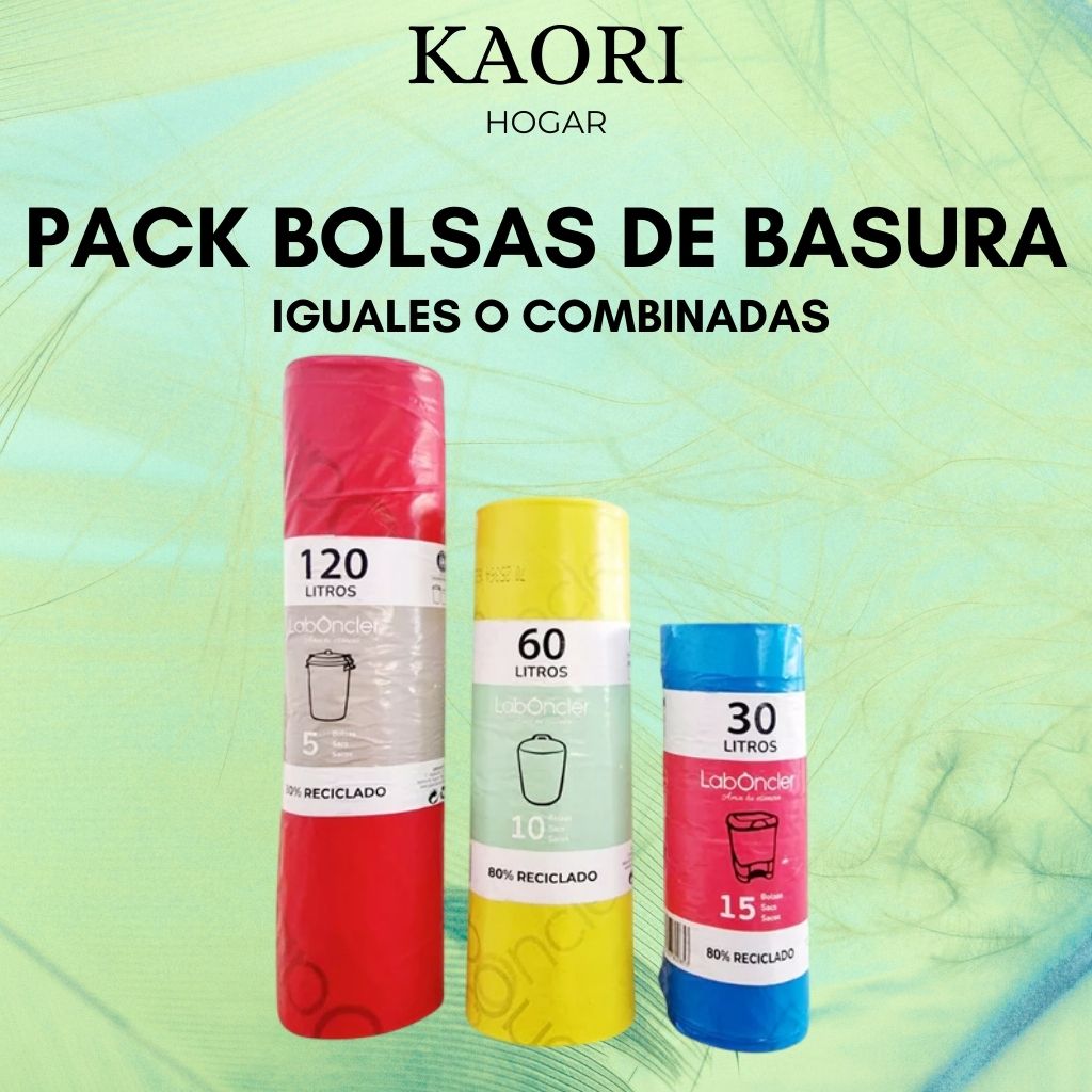 PACK 3 BOLSAS DE BASURA | TAMAÑOS IGUALES O COMBINADOS | ANTIBACTERIANAS Y ULTRARESISTENTES