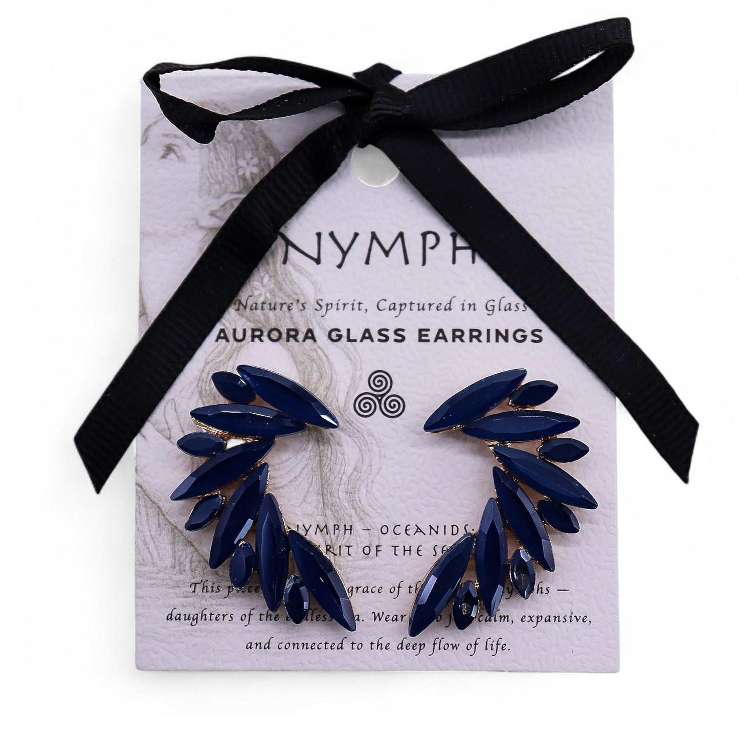 PENDIENTES DE CRISTAL VINTAGE - ALAS DE ÁNGEL - AZUL