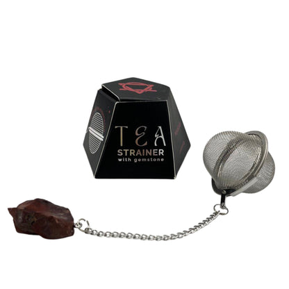COLADOR DE TÉ CON PIEDRA PRECIOSA - JASPE MOKAÍTA