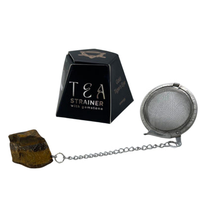 COLADOR DE TÉ CON PIEDRA PRECIOSA - OJO DE TIGRE