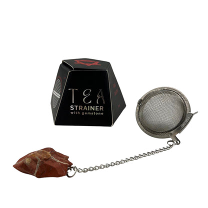 COLADOR DE TÉ CON PIEDRA PRECIOSA - JASPE ROJO
