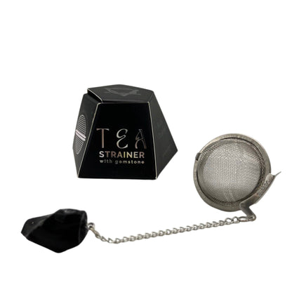 COLADOR DE TÉ CON PIEDRA PRECIOSA - OBSIDIANA NEGRA