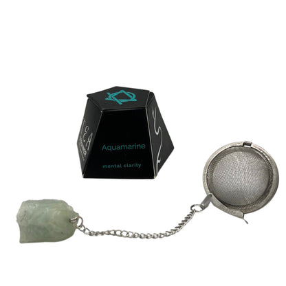 COLADOR DE TÉ CON PIEDRA PRECIOSA - AGUAMARINA