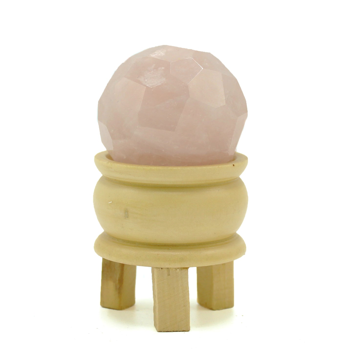 ESFERA FACETADA CON SOPORTE - CUARZO ROSA