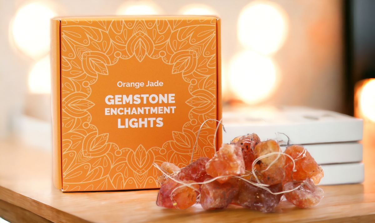 LUCES CON PIEDRAS - JADE NARANJA