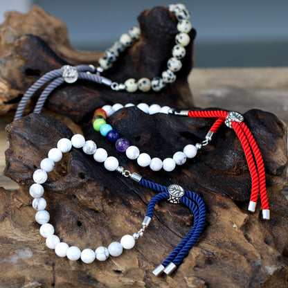 PULSERA AJUSTABLE DE HILO - JASPE DÁLMATA