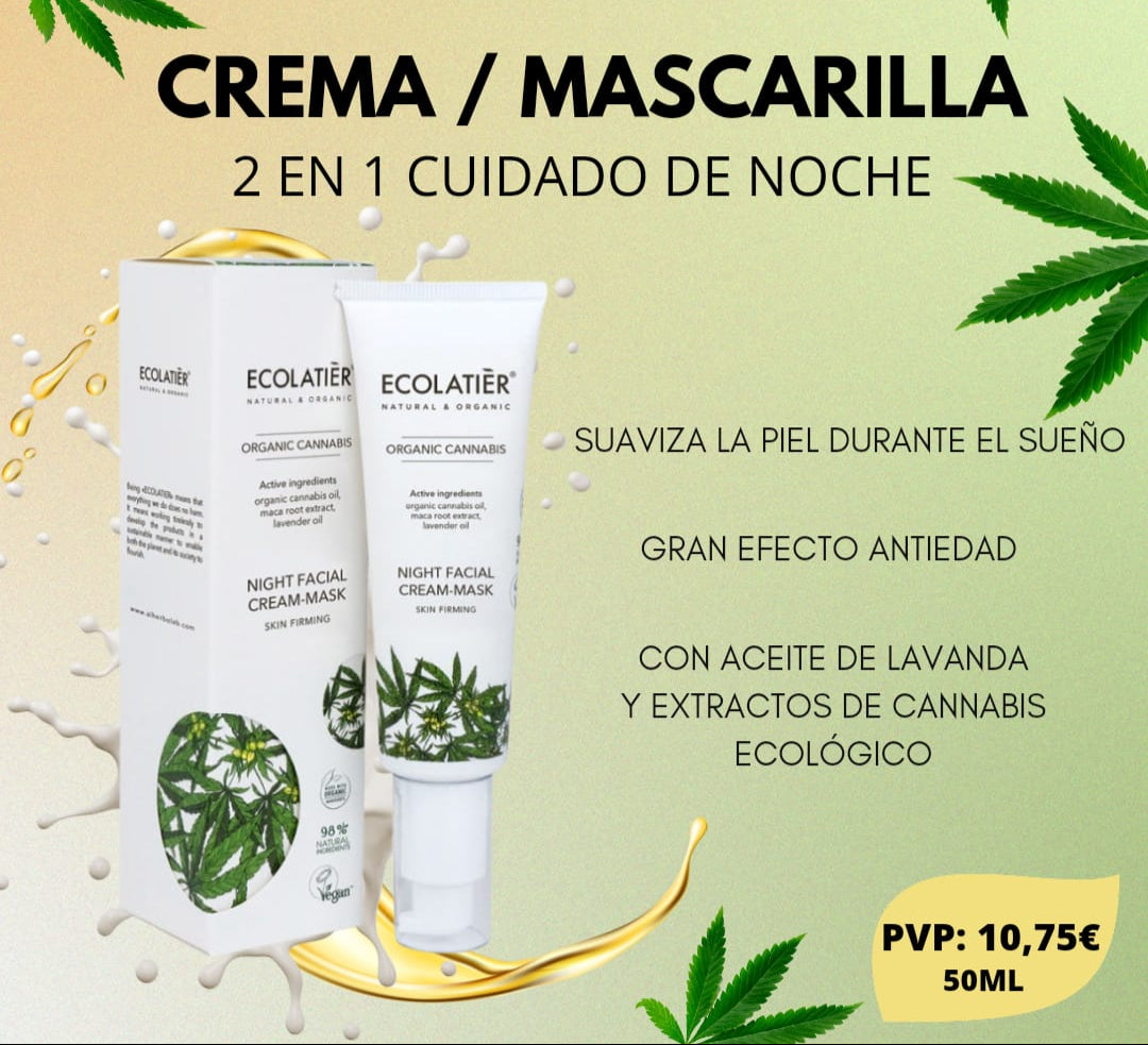 CREMA-MASCARILLA FACIAL DE NOCHE REAFIRMANTE CANNABIS ECOLÓGICO
