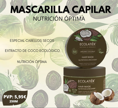 MASCARILLA CAPILAR NUTRICIÓN Y RECUPERACIÓN COCO ECOLÓGICO
