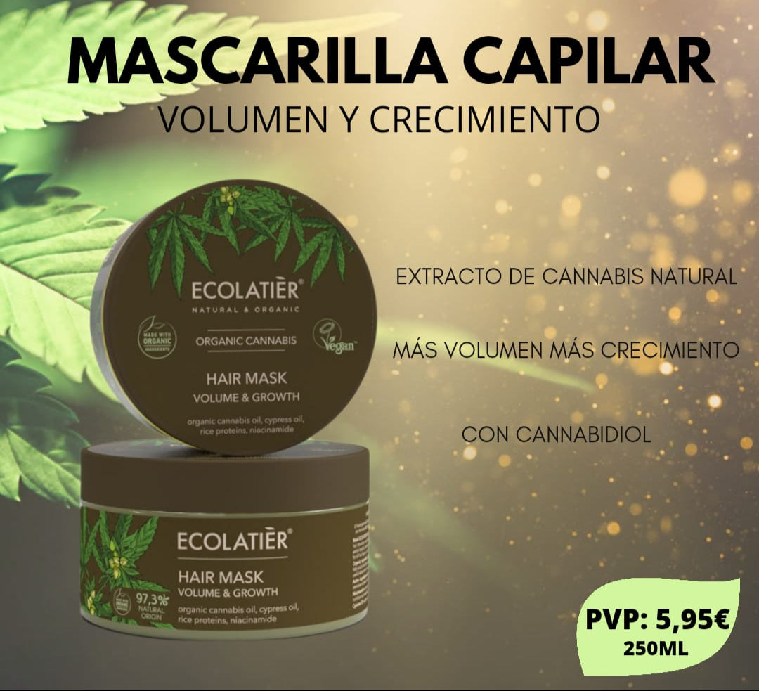 MASCARILLA CAPILAR VOLUMEN Y CRECIMIENTO CANNABIS ECOLÓGICO