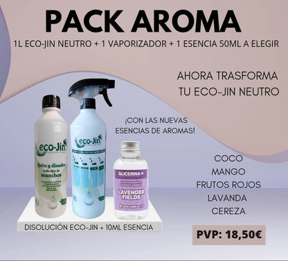 PACK AROMA: ECO-JIN NEUTRO + DIFUSOR + ESENCIA AROMÁTICA