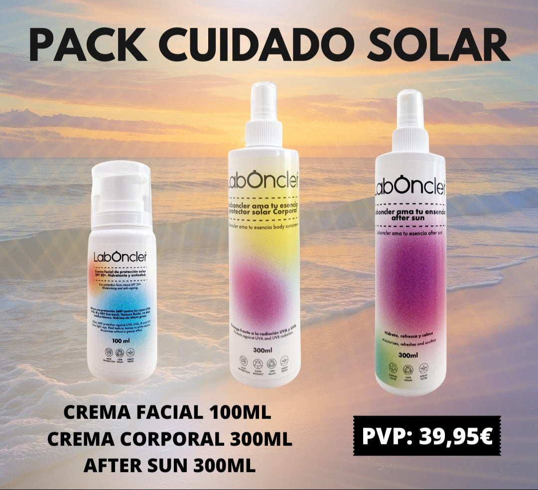 PACK COMPLETO ATENCIÓN SOLAR: PROTECCIÓN CORPORAL SPF50 + CREMA FACIAL SPF50+ + AFTER SUN