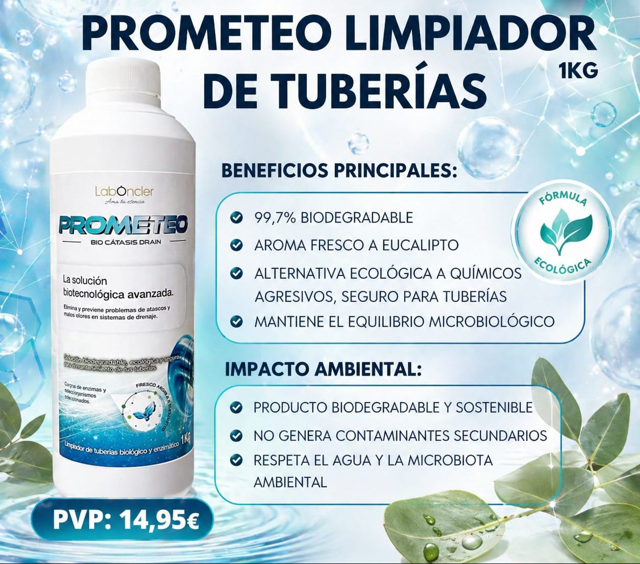 PROMETEO BIO CÁTASIS DRAIN - LIMPIADOR BIOLÓGICO Y ENZIMÁTICO DE TUBERÍAS