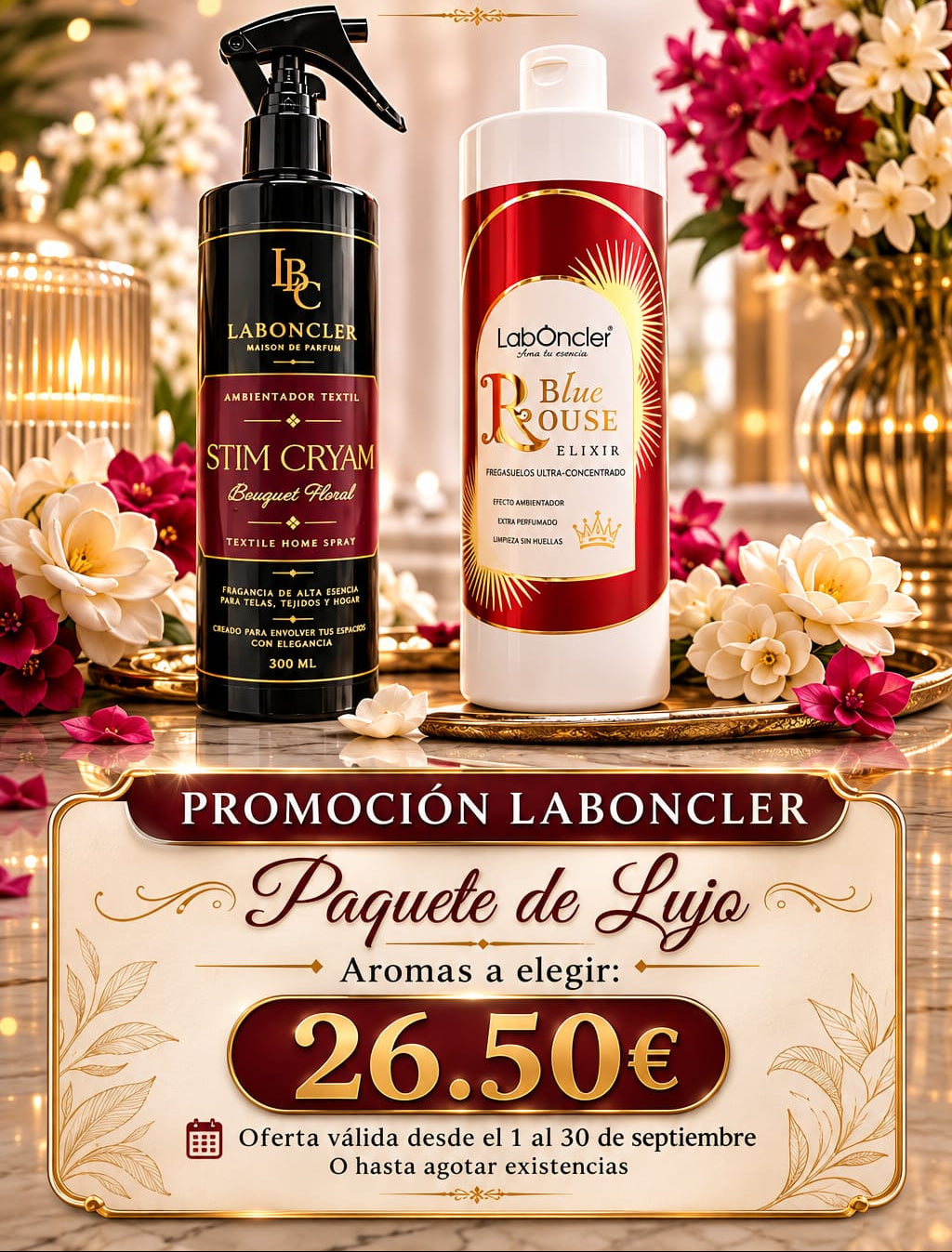 PAQUETE DE LUJO: AMBIENTADOR TEXTIL + FREGASUELOS ELIXIR