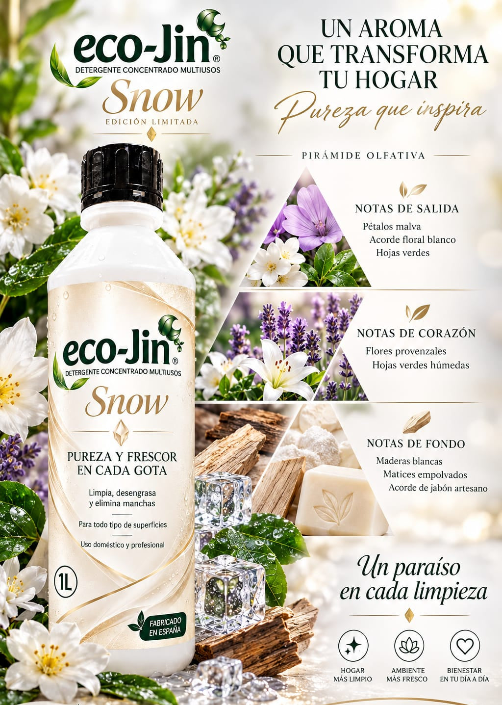 ECO-JIN SNOW 1L CON DIFUSOR + BAYETA NEGRA DE REGALO