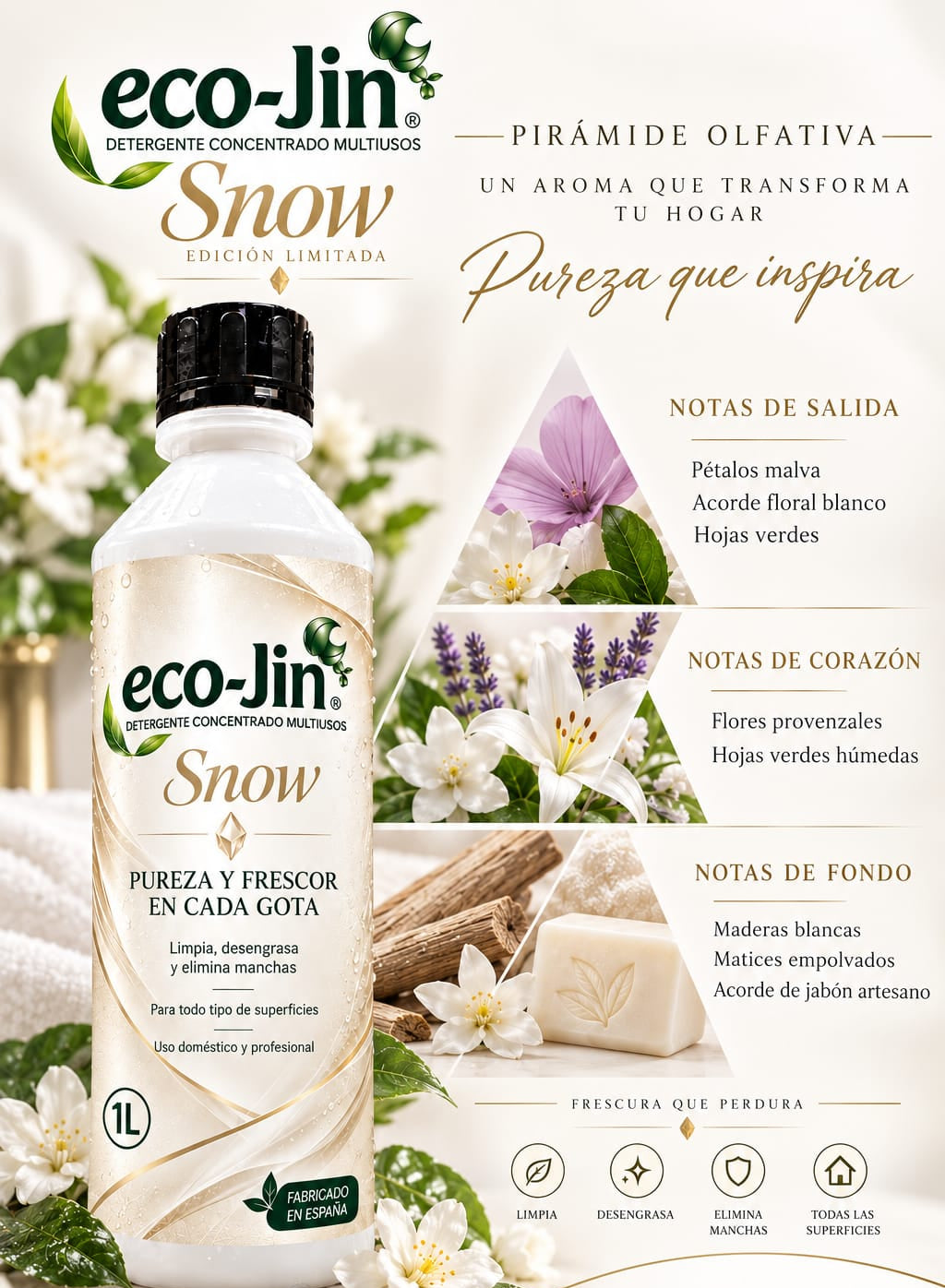ECO-JIN SNOW 1L CON DIFUSOR + BAYETA NEGRA DE REGALO