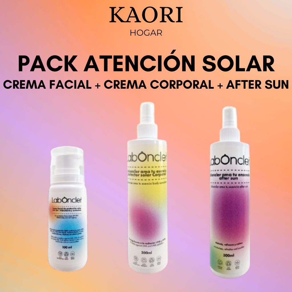 PACK COMPLETO ATENCIÓN SOLAR: PROTECCIÓN CORPORAL SPF50 + CREMA FACIAL SPF50+ + AFTER SUN