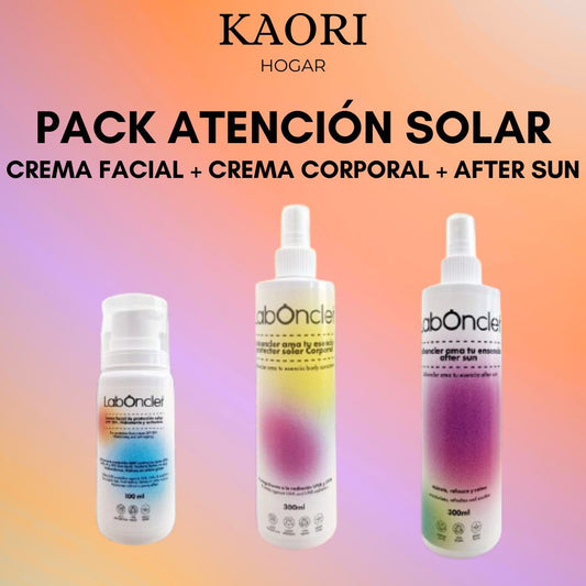 PACK COMPLETO ATENCIÓN SOLAR: PROTECCIÓN CORPORAL SPF50 + CREMA FACIAL SPF50+ + AFTER SUN