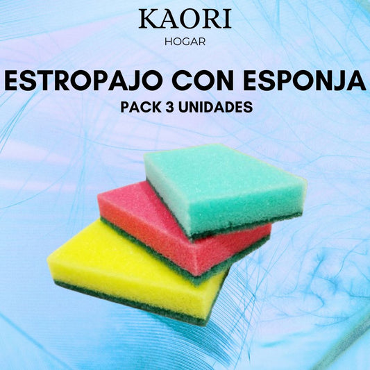 ESTROPAJOS CON ESPONJA - 3 UNIDADES