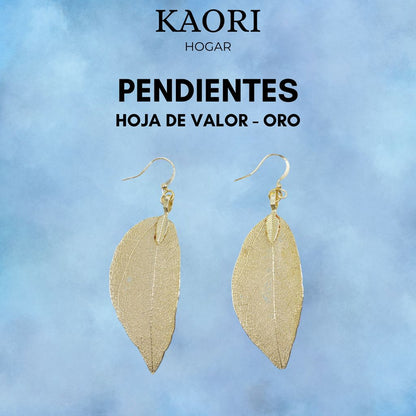 PENDIENTES HOJA DE VALOR - ORO