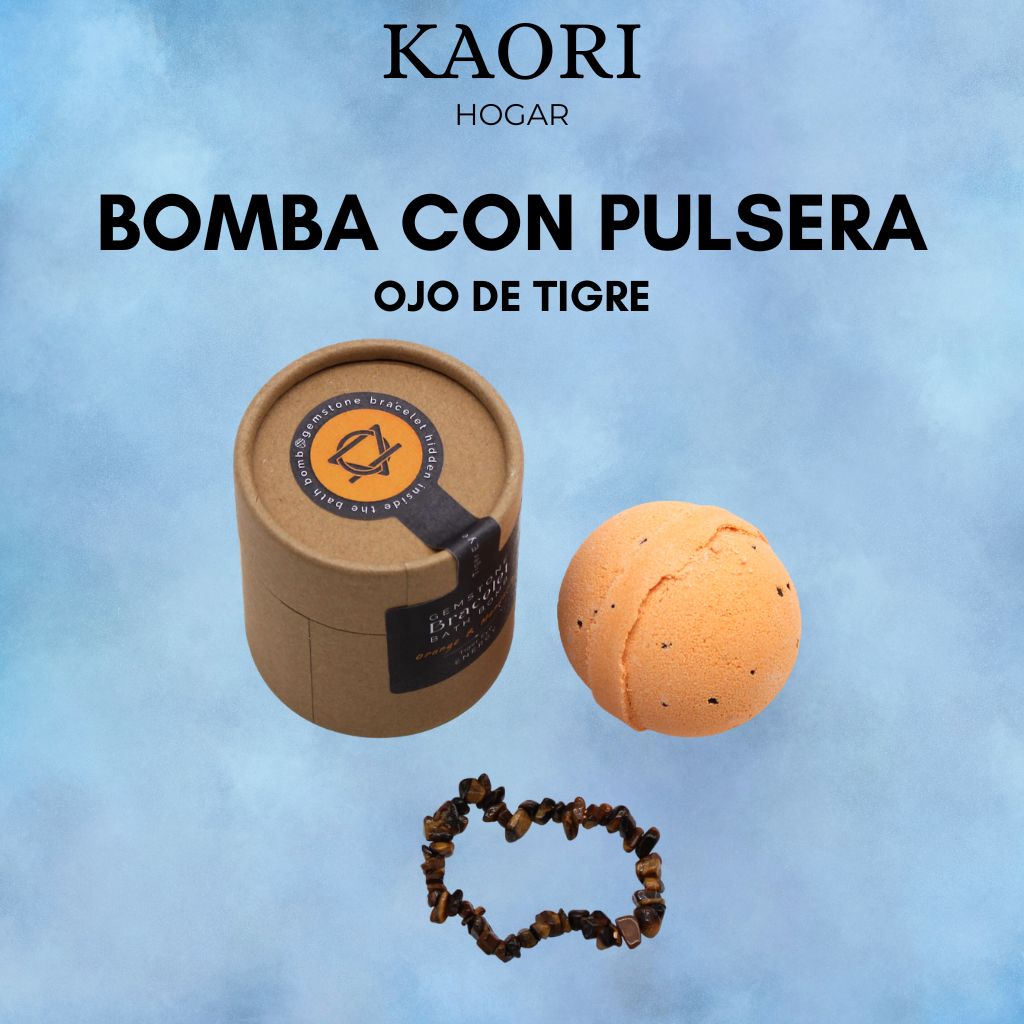 BOMBA DE BAÑO CON PULSERA DE OJO DE TIGRE