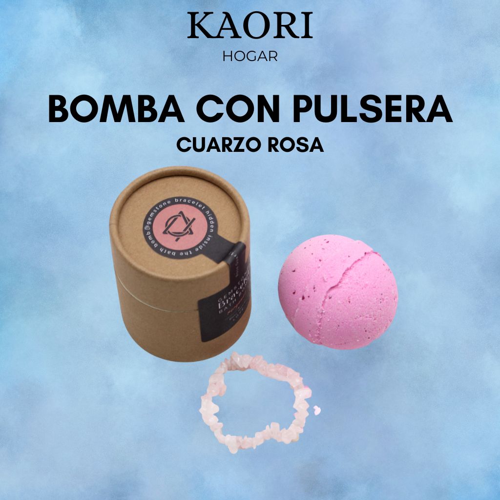BOMBA DE BAÑO CON PULSERA DE CUARZO ROSA