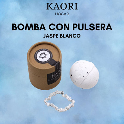 BOMBA DE BAÑO CON PULSERA DE JASPE BLANCO