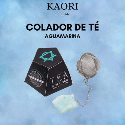 COLADOR DE TÉ CON PIEDRA PRECIOSA - AGUAMARINA