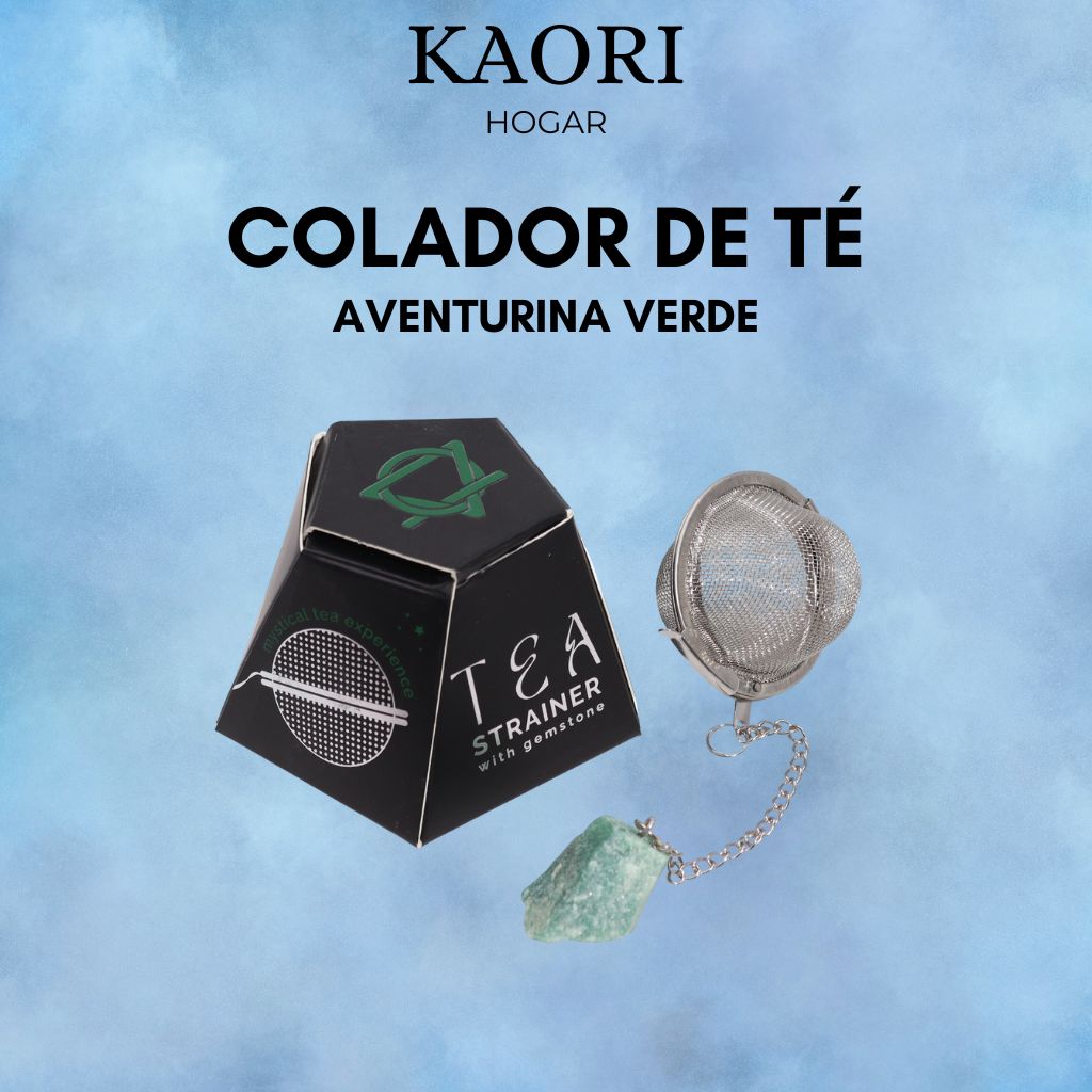 COLADOR DE TÉ CON PIEDRA PRECIOSA - AVENTURINA VERDE