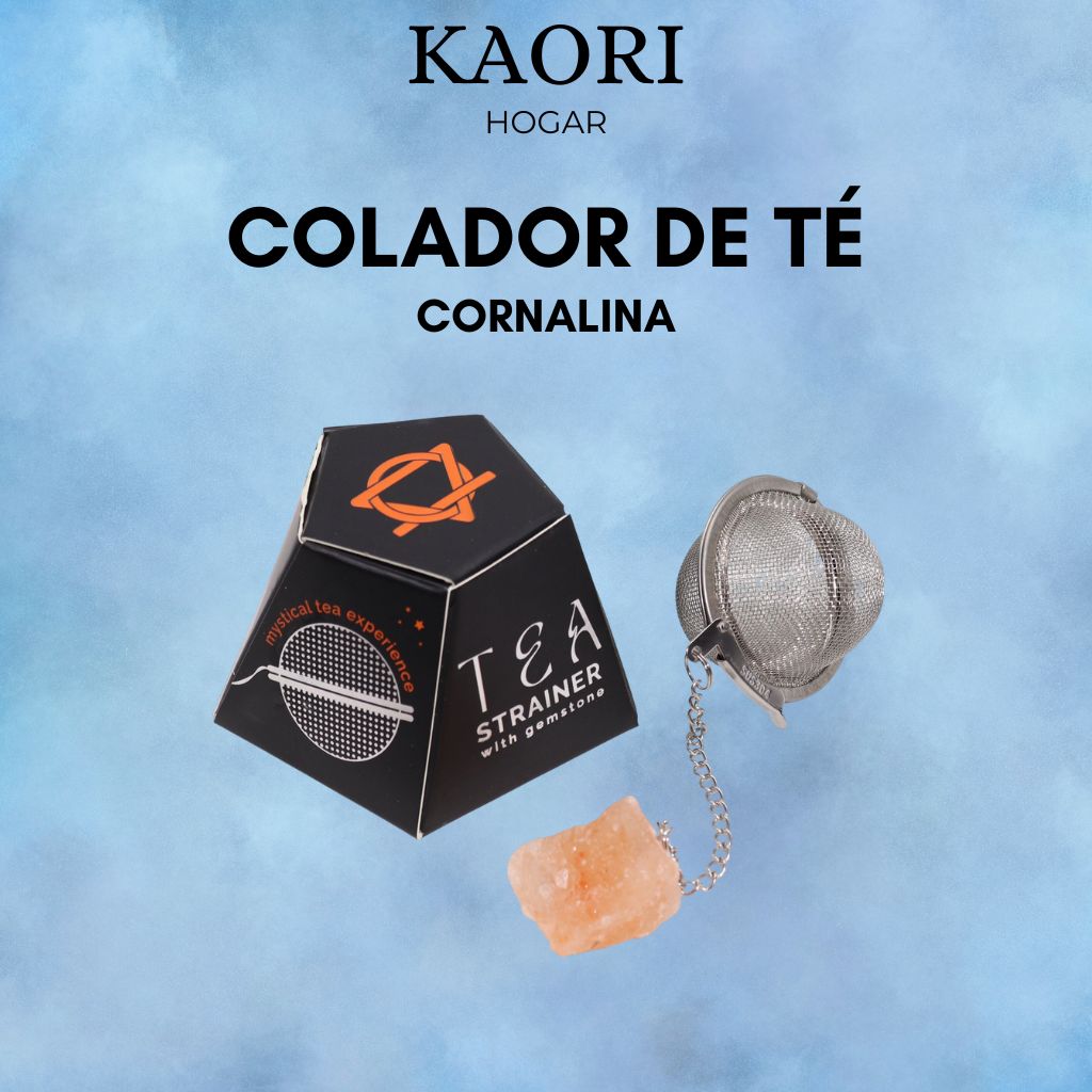 COLADOR DE TÉ CON PIEDRA PRECIOSA - CORNALINA