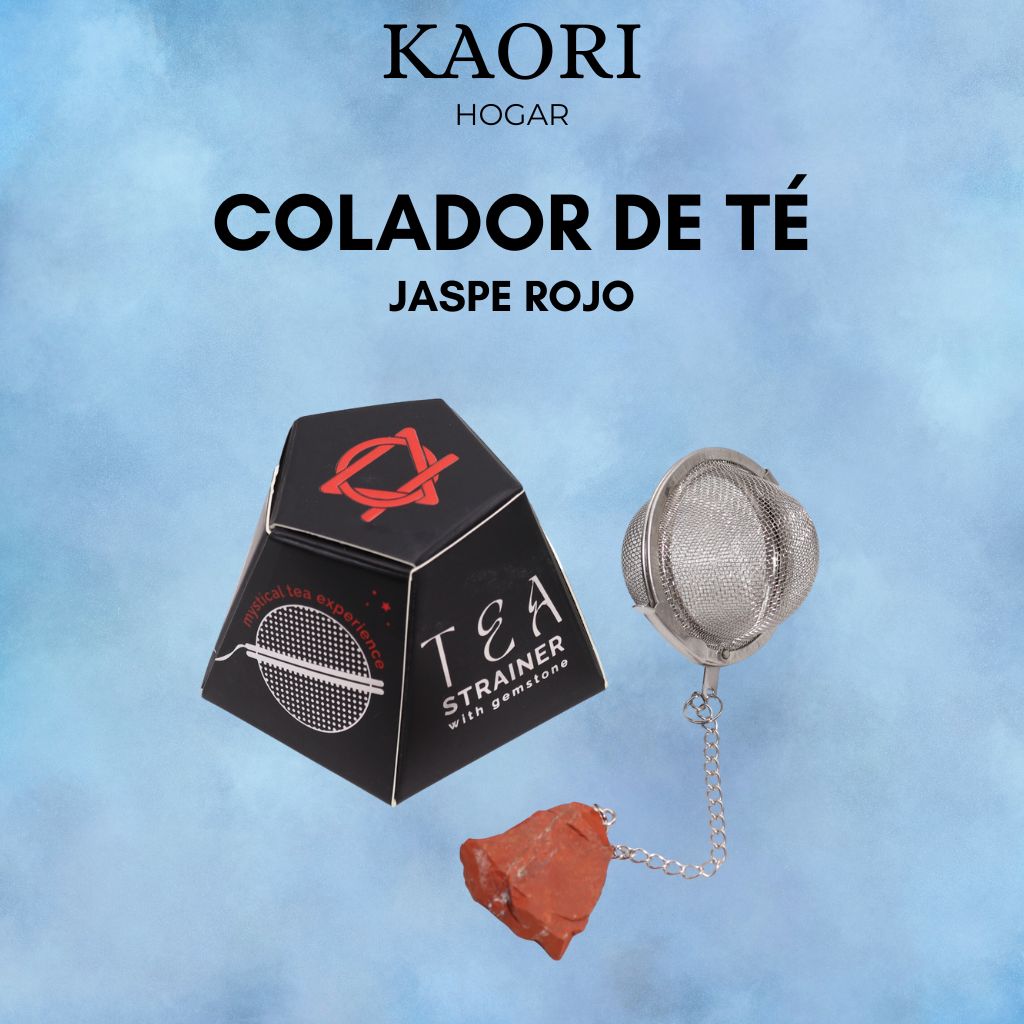 COLADOR DE TÉ CON PIEDRA PRECIOSA - JASPE ROJO