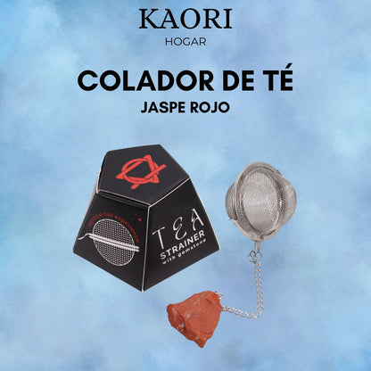 COLADOR DE TÉ CON PIEDRA PRECIOSA - JASPE ROJO
