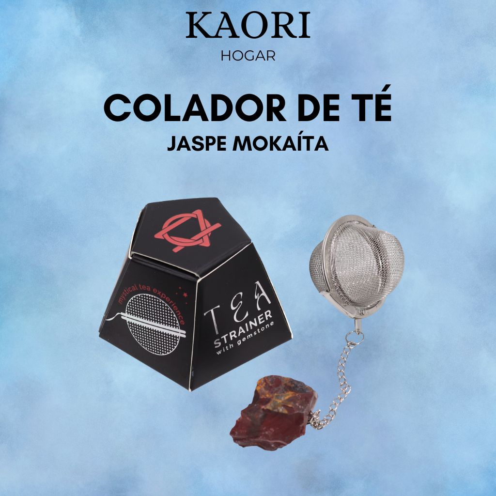 COLADOR DE TÉ CON PIEDRA PRECIOSA - JASPE MOKAÍTA