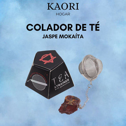 COLADOR DE TÉ CON PIEDRA PRECIOSA - JASPE MOKAÍTA