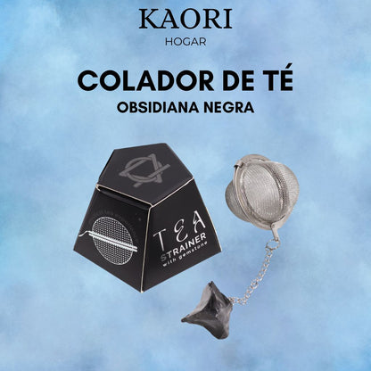 COLADOR DE TÉ CON PIEDRA PRECIOSA - OBSIDIANA NEGRA