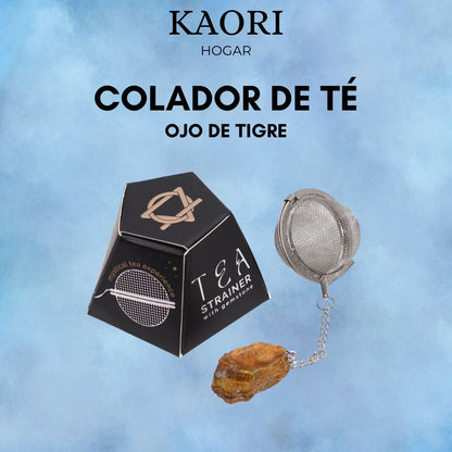 COLADOR DE TÉ CON PIEDRA PRECIOSA - OJO DE TIGRE