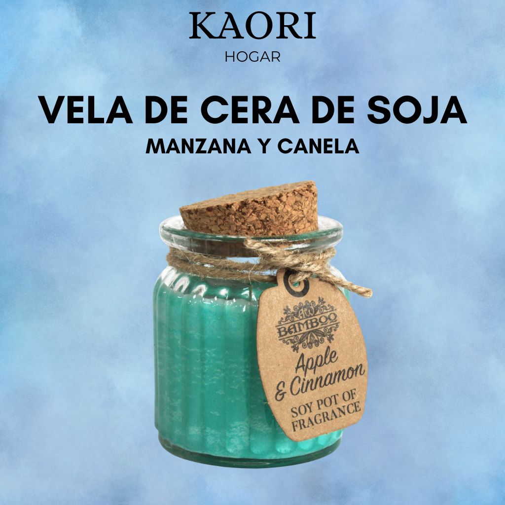 VELA DE CERA DE SOJA EN TARRO - MANZANA Y CANELA