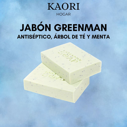 JABÓN GREENMAN 100G - ANTISÉPTICO, ÁRBOL DE TÉ Y MENTA