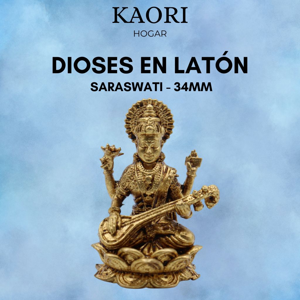 DIOSES EN MINIATURA DE LATÓN - SARASWATI - 34MM