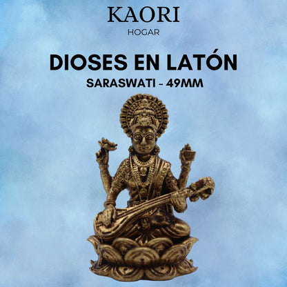 DIOSES EN MINIATURA DE LATÓN - SARASWATI - 49MM