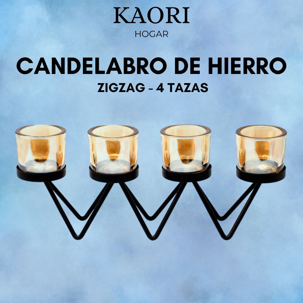 CANDELABRO DE HIERRO - ZIGZAG 4 TAZAS