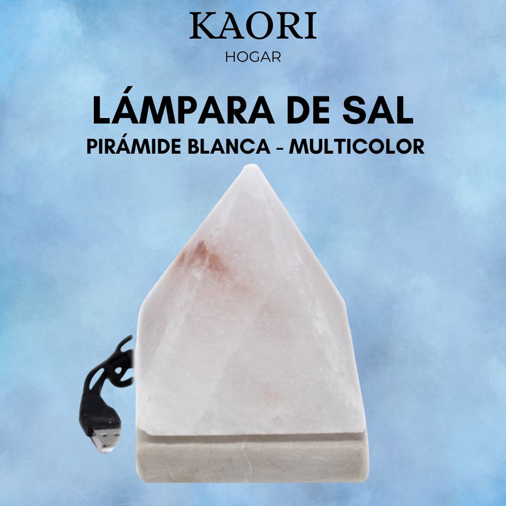 LÁMPARA DE SAL - PIRÁMIDE BLANCA - MULTICOLOR