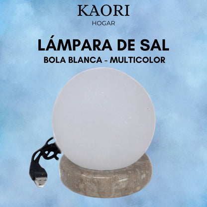 LÁMPARA DE SAL - BOLA BLANCA - MULTICOLOR