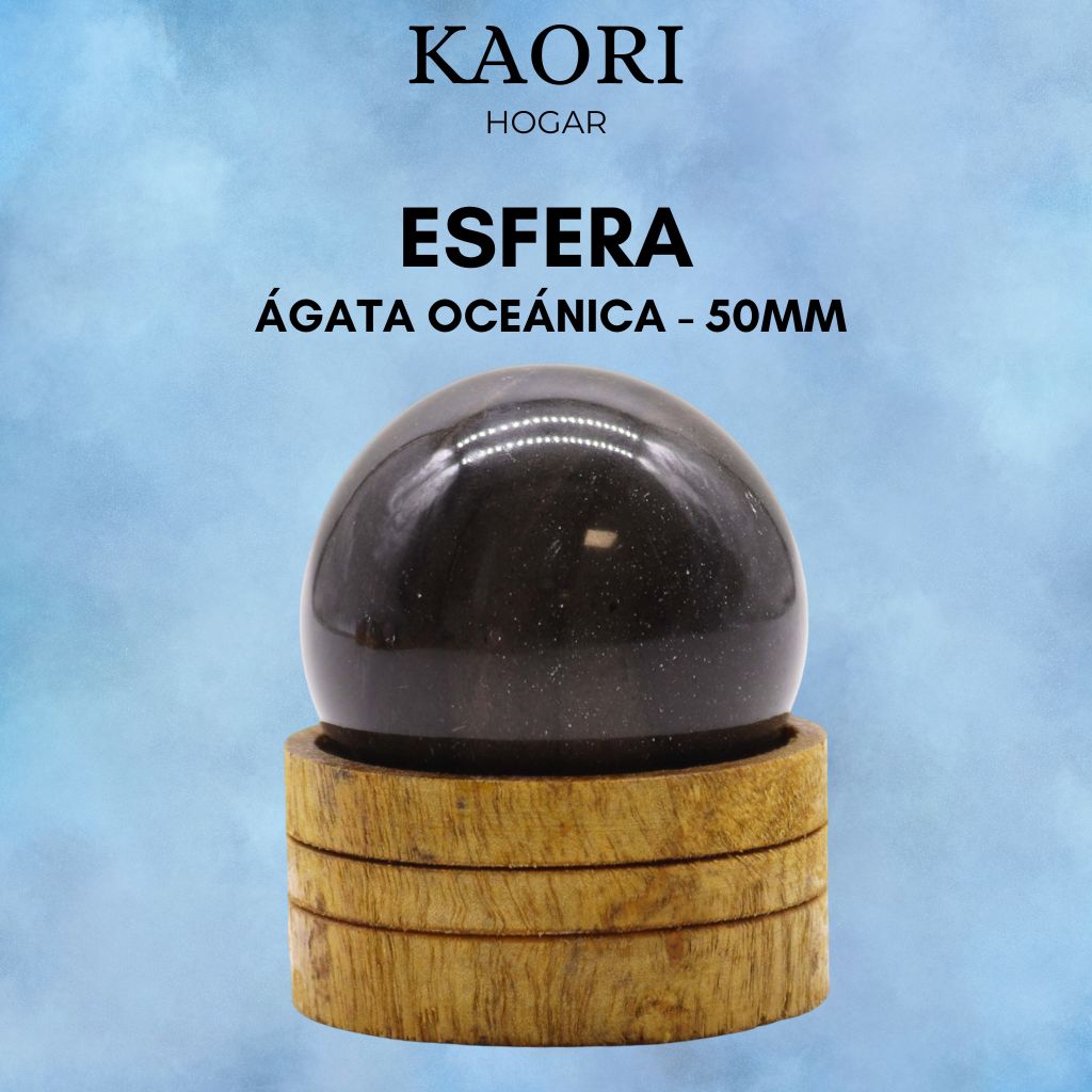 ESFERA CON SOPORTE - ÁGATA OCEÁNICA - 50MM