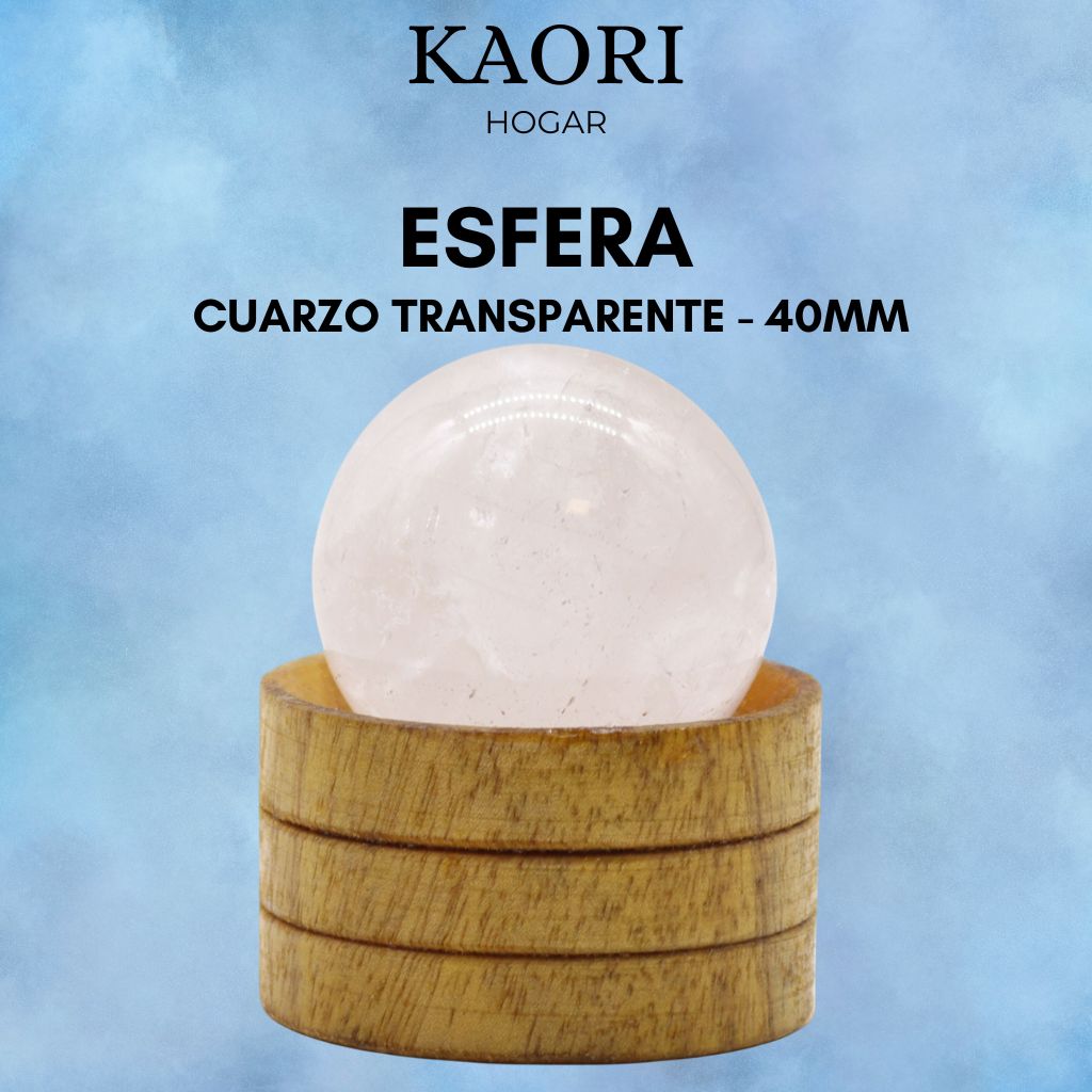 ESFERA CON SOPORTE - CUARZO TRANSPARENTE - 40MM