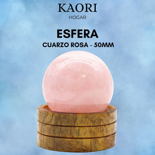 ESFERA CON SOPORTE - CUARZO ROSA - 50MM