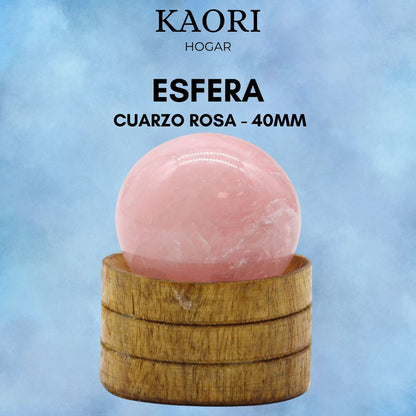ESFERA CON SOPORTE - CUARZO ROSA - 40MM