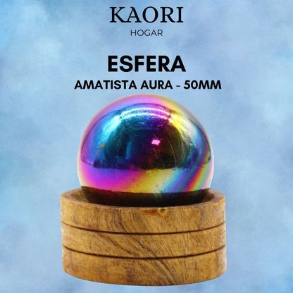 ESFERA CON SOPORTE - AMATISTA AURA - 50MM